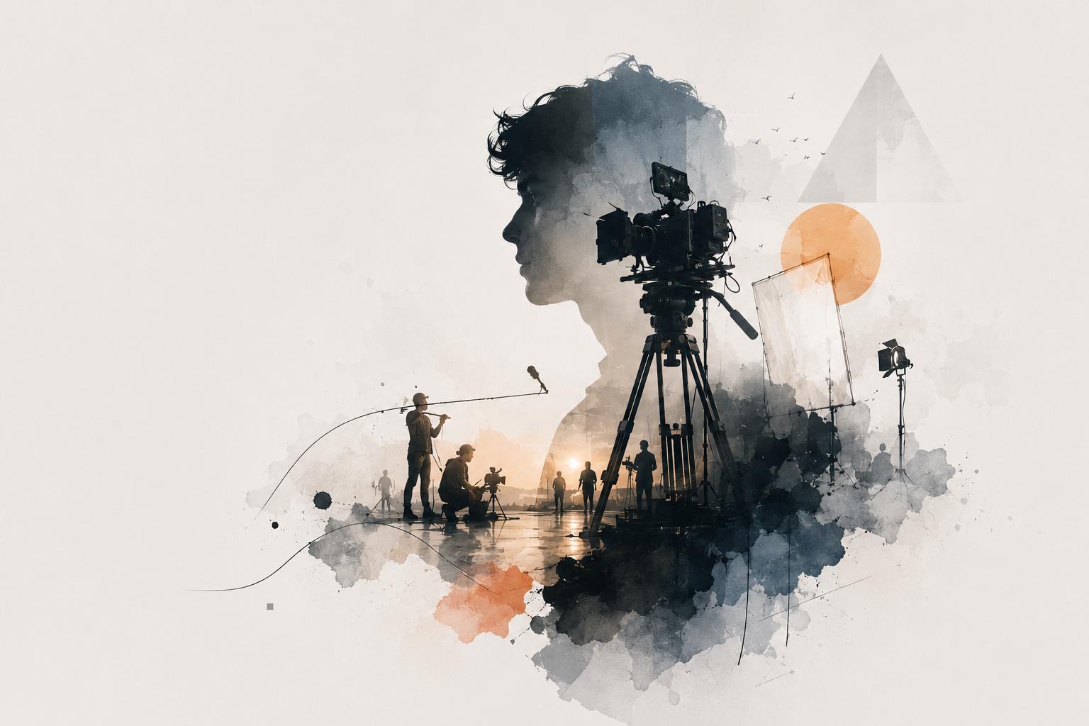 Visual Triangle on set, lighting a film production